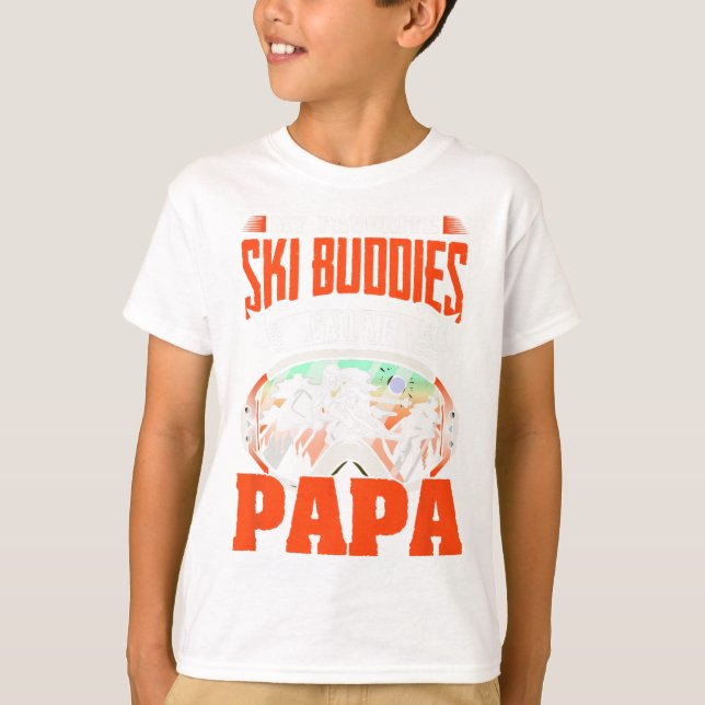 Ski Buddies nennen mich Papa Ski Ski Winter Sport T-Shirt (Vorderseite)