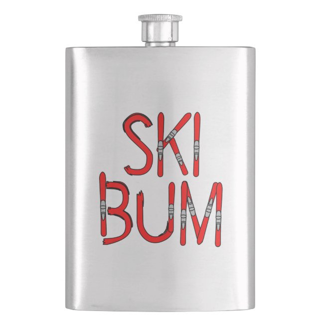 Ski Bum Skis Flachmann (Vorderseite)