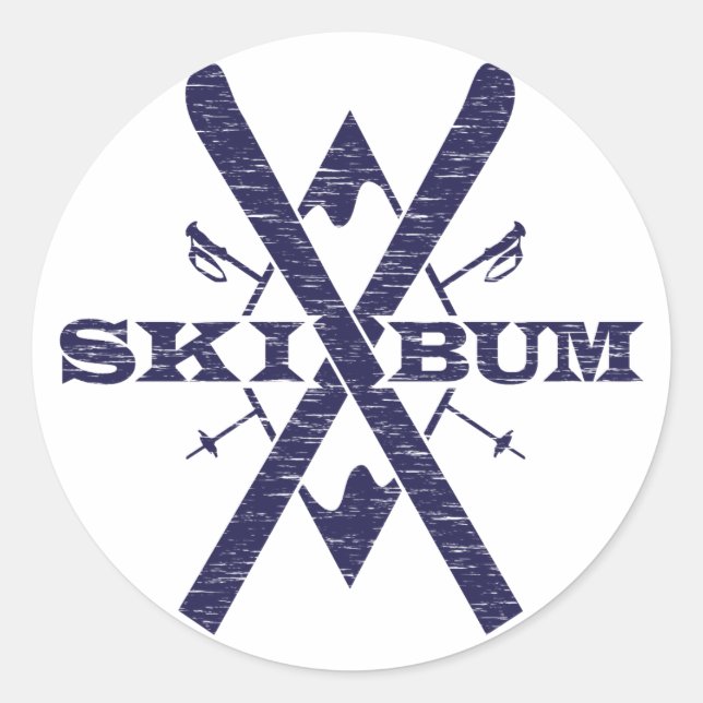 Ski-Bum-Sticker Runder Aufkleber (Vorderseite)