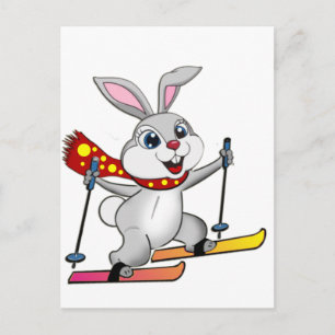 Ski Bunny - Niedlicher und sonniger Cartoon Postkarte