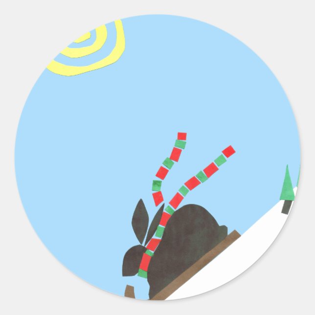 Ski Bunny Runder Aufkleber (Vorderseite)