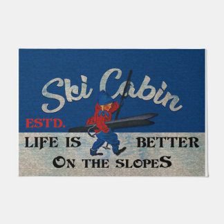 Ski Cabin Retro Rug, Life Is Better On The Slopes Fußmatte