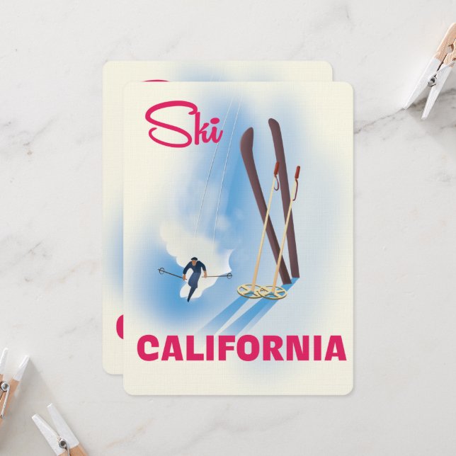 Ski California Reiseplakat (Vorderseite/Rückseite Beispiel)