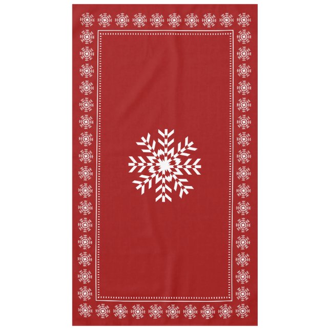 Ski-Chalet-Weihnachtsrote und weiße Schneeflocke Tischdecke (Vorderseite)