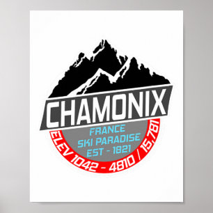 Ski Chamonix T Shirt Mont Blanc Frankreich Skigebi Poster