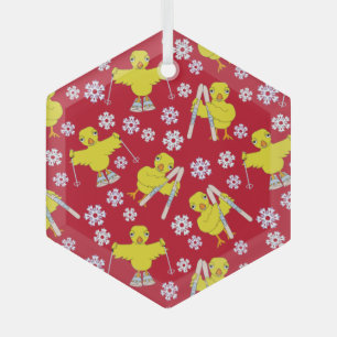 Ski Chick Muster Ornament Aus Glas