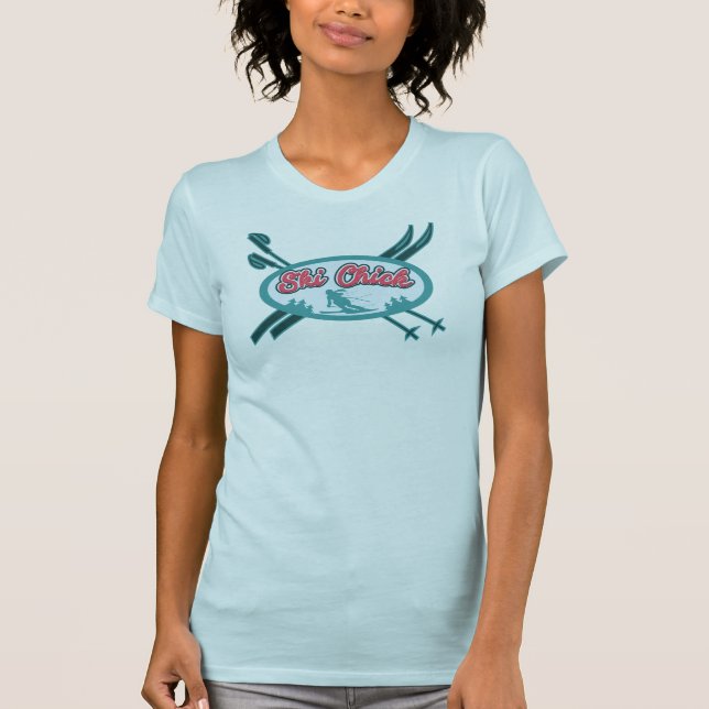 Ski Chick Winterabenteuer T-Shirt (Vorderseite)