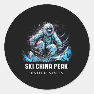 Ski China Peak Vereinigte Staaten Skifahren Skifah Runder Aufkleber