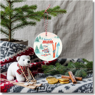 Ski Club Abenteuer Baby Eisbär Keramik Ornament