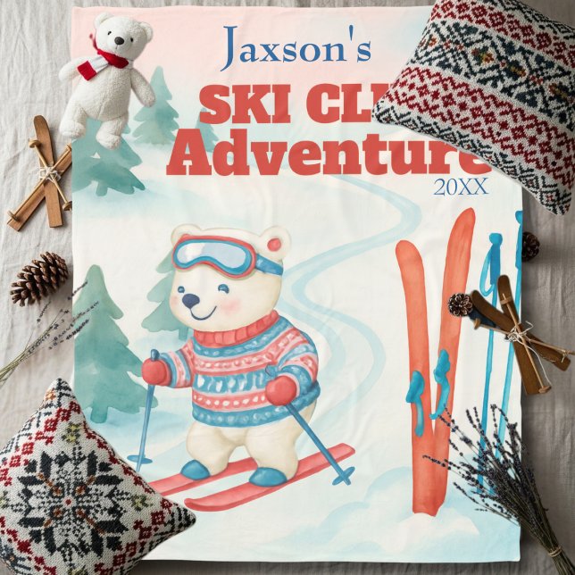 Ski Club Abenteuer Name Eisbär Fleecedecke (Ski Club Adventure Name Polar bear Fleece Blanket)