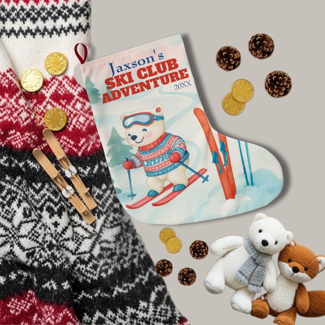 Ski Club Adventure Baby Polar Bear Großer Weihnachtsstrumpf (Ski Club Adventure Baby Polar Bear Large Christmas Stocking)