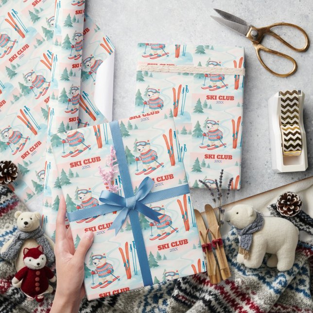 Ski Club Après Bébé  Eisbär  Geschenkpapier (Ski Club Après Bébé Polar Bear Wrapping Paper)