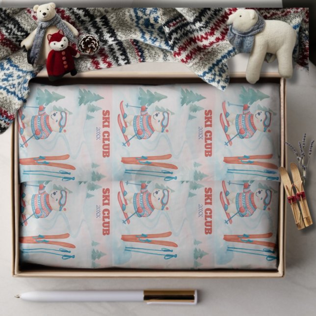 Ski Club Après Bébé  Polar Bear  Seidenpapier (Ski Club Après Bébé Polar Bear Tissue Paper)