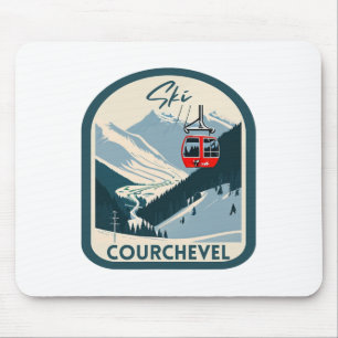 Ski Courchevel Retro Vintag Style Courchevel Skii Mousepad
