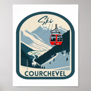 Ski Courchevel Retro Vintage Stil Courchevel Skifa Poster