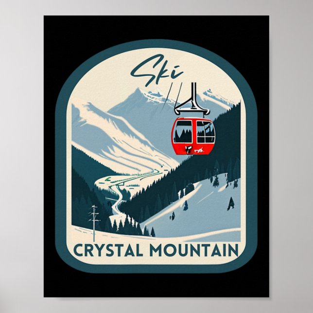 Ski Crystal Mountain Retro Vintage Crystal Mountai Poster (Vorne)
