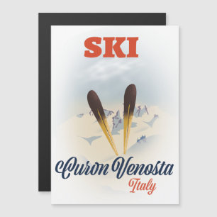 Ski Curon Vinschgau Italien Skiposter Magnetkarte