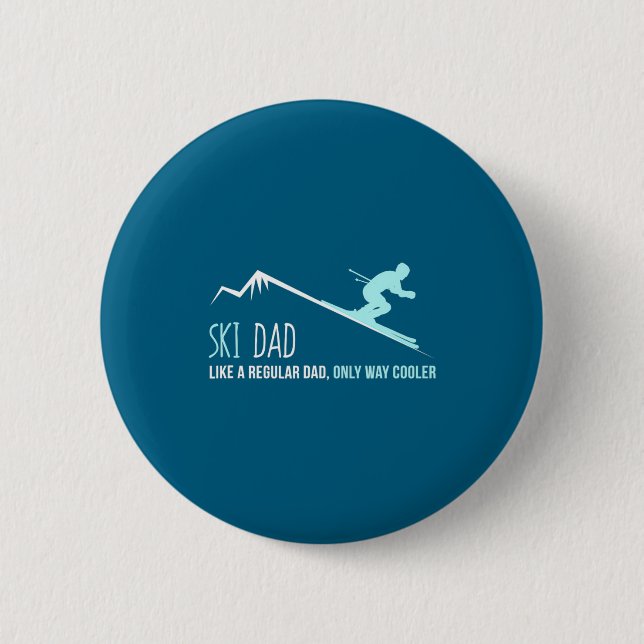 Ski Dad Funny Cute Winter Skiing Gift  Button (Vorderseite)