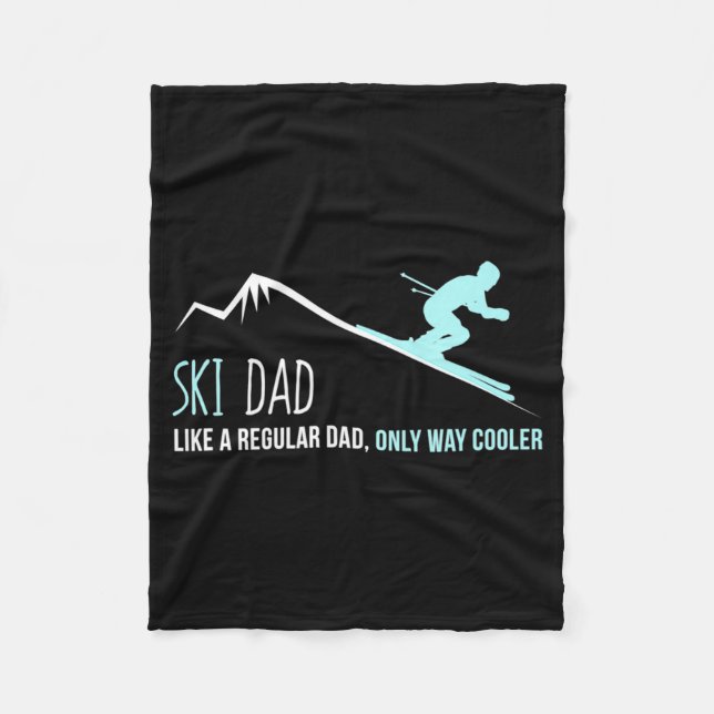 Ski Dad Funny Cute Winter Skiing Gift  Fleecedecke (Vorderseite)