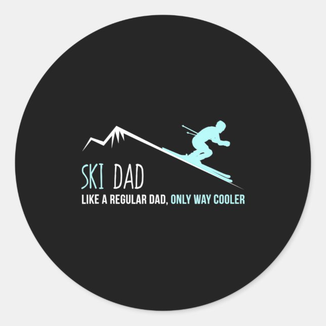 Ski Dad Funny Cute Winter Skiing Gift  Runder Aufkleber (Vorderseite)