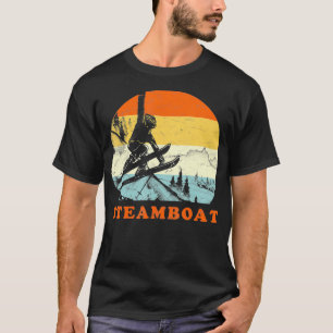 Ski-Dampfschiff-Federn, Vintager Retro-Schnee in C T-Shirt