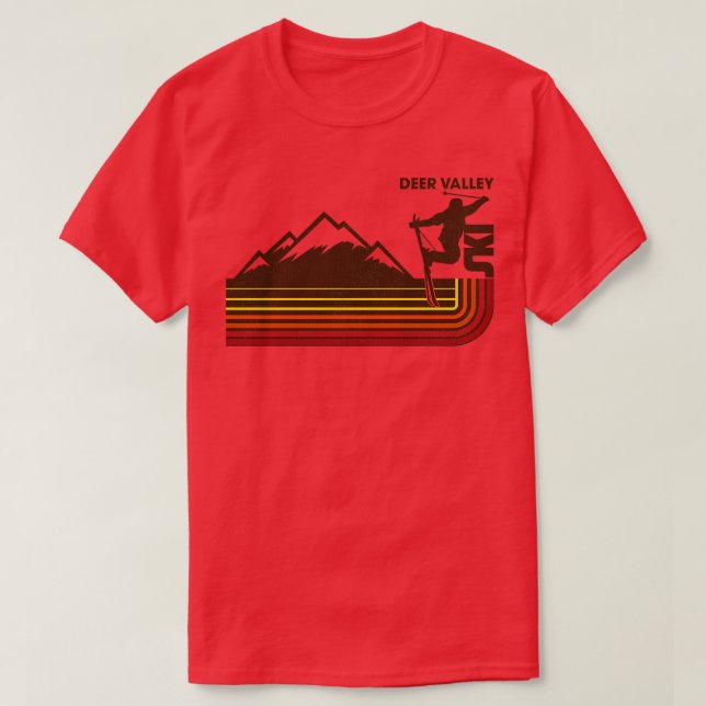 Ski Deer Valley 70er Retro Strip T-Shirt (Design vorne)