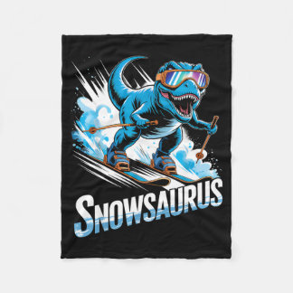 Ski Dinosaur Winter Sport Skier Dino Funny Skiing  Fleecedecke