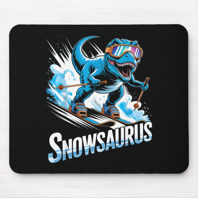 Ski Dinosaur Winter Sport Skier Dino Funny Skiing  Mousepad (Vorne)
