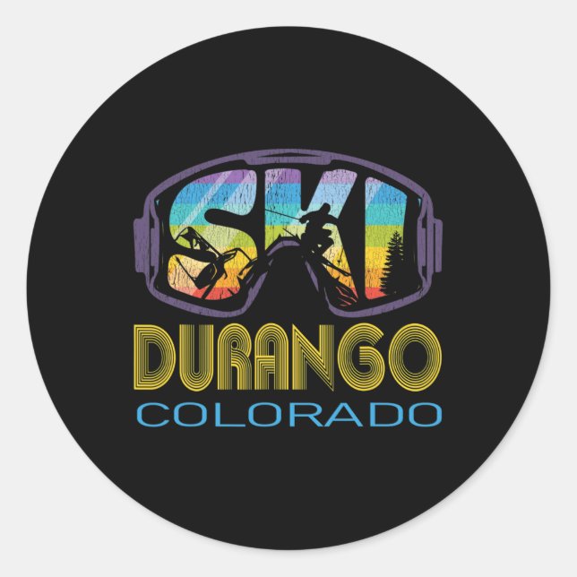 Ski Durango Colorado Skiferien  Runder Aufkleber (Vorderseite)