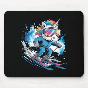 Ski-Einhorn-Wintersport-Skifahrer-lustig-Ski fahre Mousepad