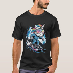 Ski-Einhorn-Wintersport-Skifahrer-Lustiges Skifahr T-Shirt