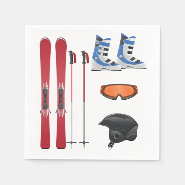 Ski Equipment Paper Napkins Serviette (Vorderseite)