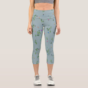 Ski Eröffnung Weihnachten Skiurlaub Skifahrer Blau Capri Leggings