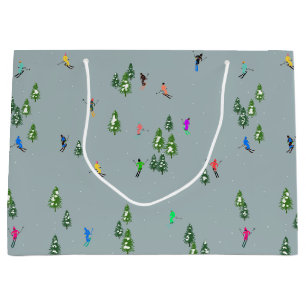 Ski Eröffnung Weihnachten Skiurlaub Skifahrer Blau Große Geschenktüte