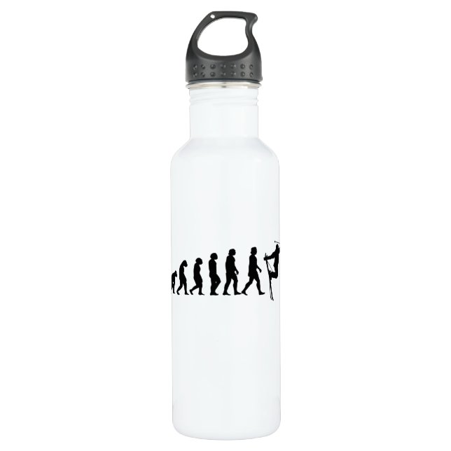 Ski Evolution Skifahren Winterskigebiet Geschenk Edelstahlflasche (Vorderseite)
