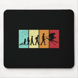 Ski-Evolution - Skifahrende Berge Retro-Ski Mousepad