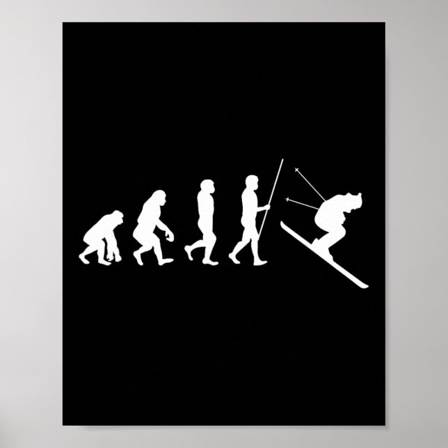 Ski-Evolution-Skiing-Skifahrer-Geschenk Poster (Vorne)