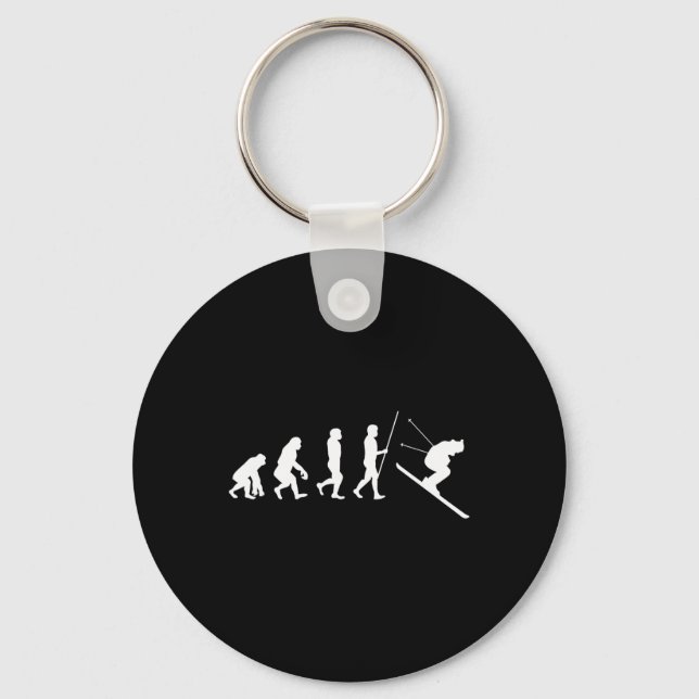 Ski-Evolution-Skiing-Skifahrer-Geschenk  Schlüsselanhänger (Vorderseite)