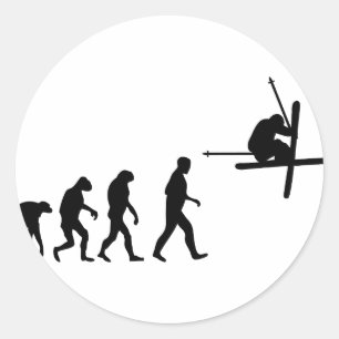 Ski-Evolutionsikone Runder Aufkleber
