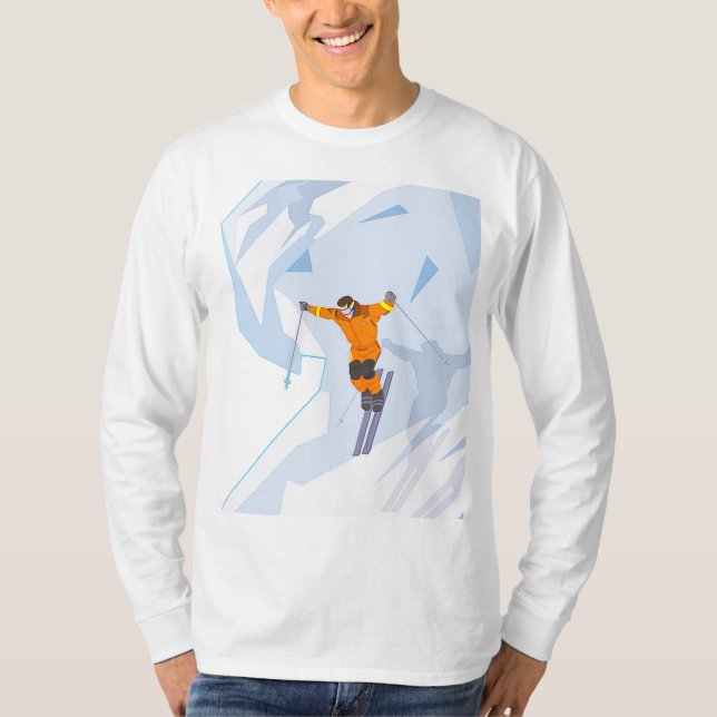 Ski fahren auf grundlegendem langem die Hülsen-T - T-Shirt (Vorderseite)