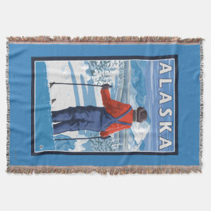 Ski fahren im Vintagen Reise-Plakat Alaskas Decke