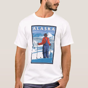 Ski fahren im Vintagen Reise-Plakat Alaskas T-Shirt