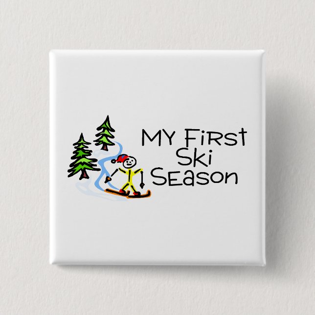 Ski fahren meine erste Ski-Jahreszeit Button (Vorderseite)