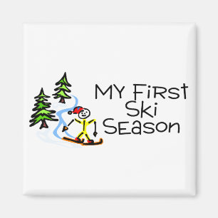 Ski fahren meine erste Ski-Jahreszeit Magnet