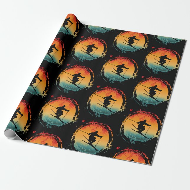 SKI-Fahren RETRO VINTAGE  Geschenkpapier (Ungerollt)