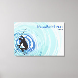 SKI FAHREN Zeichen-in der Speicherkarte Leinwanddruck