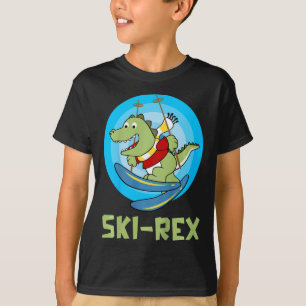 Ski fahrende Kinder Ski-rex Lustiger Dino Kleinkin T-Shirt