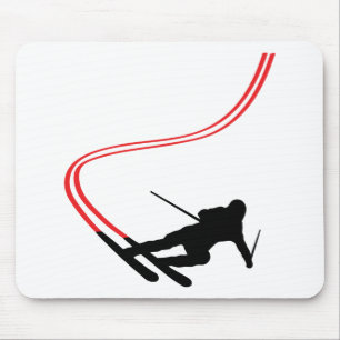 Ski fahrende rote Bahn des abschüssigen Skis Mousepad
