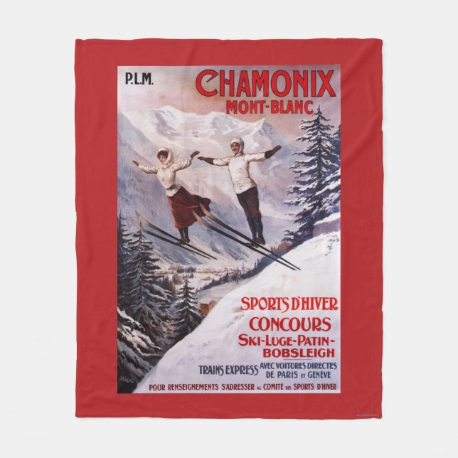 Ski fahrendes förderndes Plakat Fleecedecke (Vorderseite)