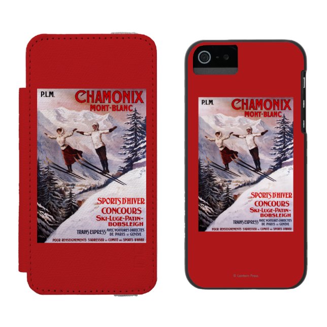 Ski fahrendes förderndes Plakat Incipio iPhone Geldbeutel-Hülle (Seite an Seite)